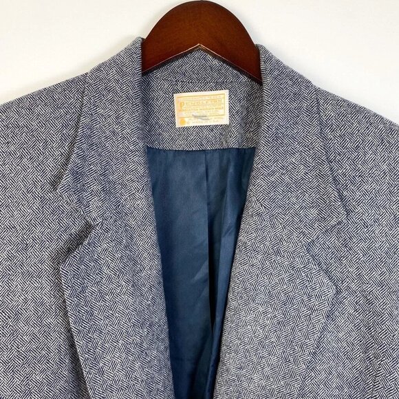 Pendleton Blue Herringbone 100% Virgin Wool Blazer Jacket Size 10 - Picture 3 of 8